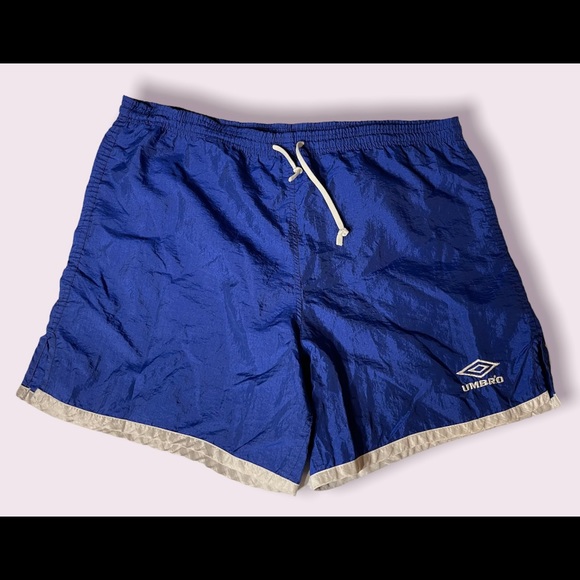 Umbro Shorts Vintage Umbro Blue White Stripe Nylon Soccer Gym